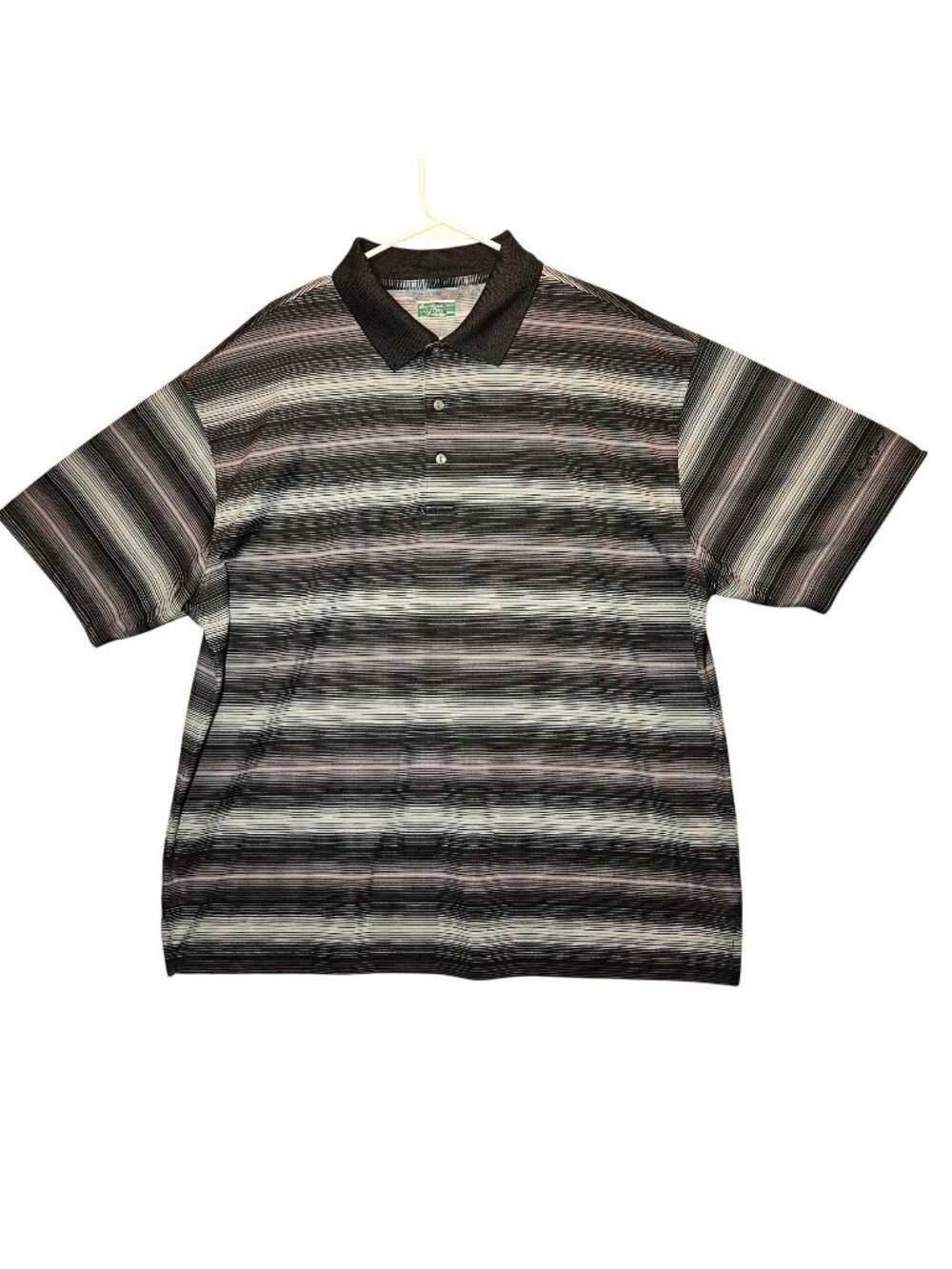 Ben Hogan Performance Polo Shirt 2XL Striped Short Sleeve Gray & Black Mens Top